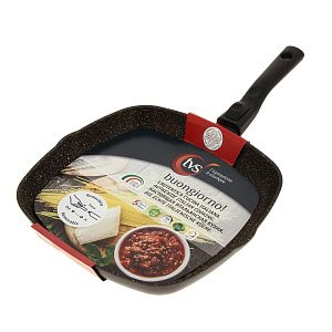 Сковорода Гриль 28см TVS Buongiorno антипригарное покрытие съемная ручка алюминий 000000000001170324