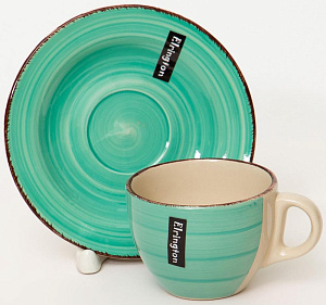 Пара чайная 220мл/блюдце ELRINGTON АЭРОГРАФ Изумруд керамика 000000000001200772