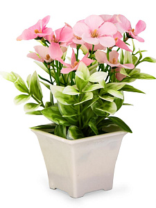 Цветок искусственный в кашпо Незабудка 16см розовый пластик 000000000001225660