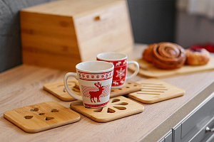 Подставка под горячее 15х15х1см BRAVO квадратая в ассортименте бамбук 000000000001185524