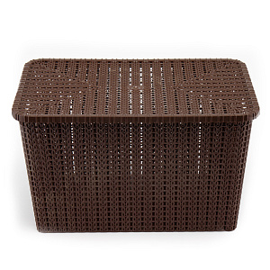 Корзина для хранения 35х24х20см с крышкой коричневый пластик 000000000001177323