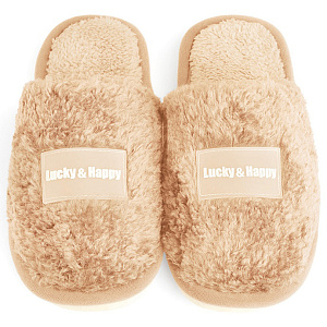 Туфли домашние-тапки р.36-37 LUCKY молочный шерпа полиэстер 000000000001220272