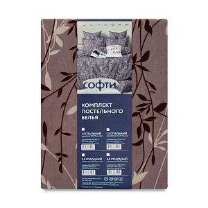 Комплект постельного белья 1,5сп СОФТИ (пододеяльник 147х215см, простыня 150х214см, наволочка 70х70см-2шт) Осенний сухоцвет полиэстер/хлопок 000000000001226137