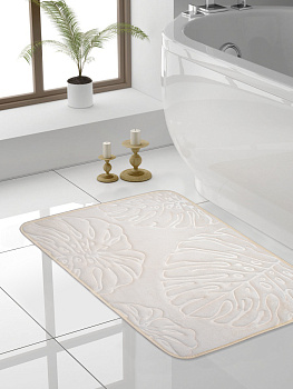 Коврик для ванной 50x70см DE'NASTIA ТРОПИКИ memory молочный полиэстер 000000000001187520
