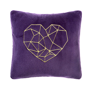 Наволочка "Этель" Сердце фиолетовая, р-р 40х40 см, с вышивкой, 100% П/Э,2853376 000000000001185429