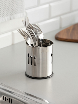 Стакан под столовые приборы 10x12см DE'NASTIA матовый нержавеющая сталь 000000000001221863