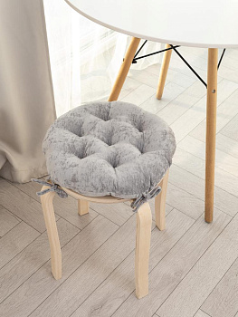 Подушка на стул 40см DE'NASTIA светло-серый велюр меланж полиэстер 000000000001226727