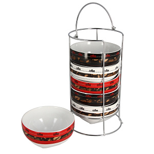 Набор салатников с подставкой Vabene, 14 см, керамика, 7 предметов 000000000001154837