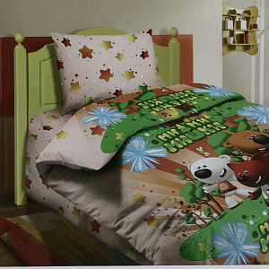 КПБ 1,5сп"Павлинка""МиМимишки"персик с 1 нав70*70бязь плотность125гр,100%хлопок 000000000001192875