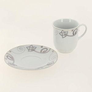 Набор кофейный фарфор 12шт (6 чашек 90мл + 6 блюдец) подарочная упаковка Аврора Алия Guterwahl 113-19038 000000000001200593