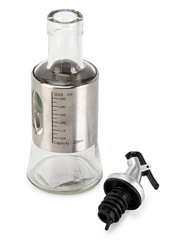 Бутылка для масла/соусов 6,5х19см 200мл с дозатором нержавеющая сталь/стекло 000000000001228454