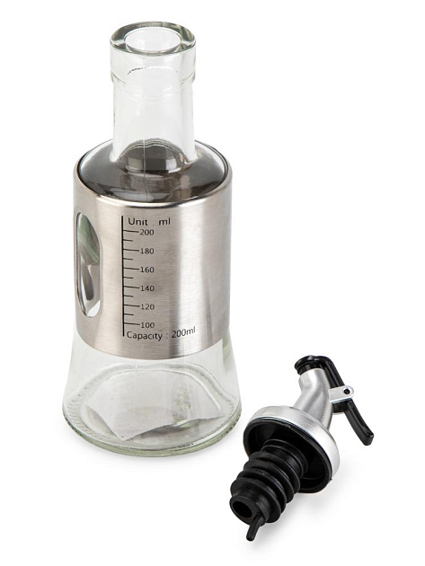 Бутылка для масла/соусов 6,5х19см 200мл с дозатором нержавеющая сталь/стекло 000000000001228454