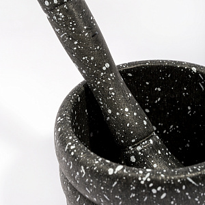 Ступка с пестиком 9х9,5см Черный мрамор пластик 000000000001213746