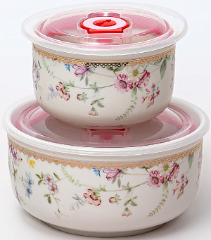 Набор салатников 2шт 280мл/560мл BALSFORD Франсуаза пластиковая крышка подарочная упаковка фарфор 000000000001203946