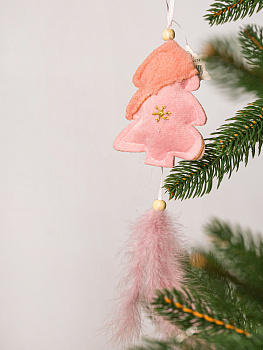 Декоративное украшение Звёздочка/Елочка/Сердечко 23см DARLENS перо розовый 000000000001209884