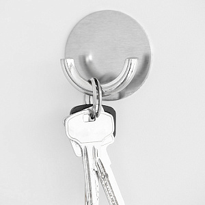 Крючок на липучке 5,3x2,5см DE'NASTIA круглый серый нержавеющая сталь 000000000001212664