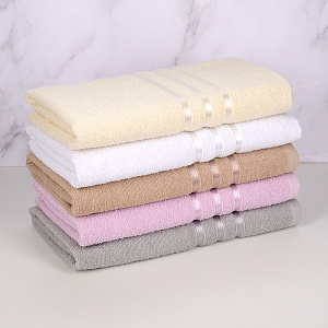 Полотенце махровое 50х90см DINA ME бордюр с 3 полосками светло-коричневое плотность 380гр/м 100%хлопок 000000000001210278