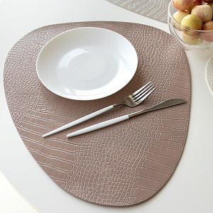 Салфетка сервировочная 45х36см DE'NASTIA Крокодил Камень розовый искусственная кожа ПВХ 000000000001214092