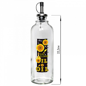 Бутылка для масла 500мл LARANGE Sun flower oil цилиндрическая с металлическим дозатором стекло 000000000001212507