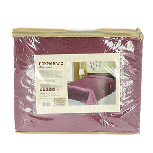 Покрывало DE'NASTIA Палермо двустороннее 200х240см атласный/матовый бордовый геом T070064 000000000001121090