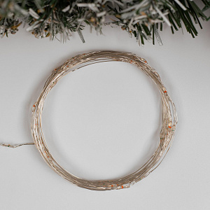 Гирлянда-Нить 5м 50LED LUAZON LIGHTING IP20 2 режима 3хAA РОСА серебристая нить свечение красное 000000000001208002