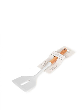 Лопатка кулинарная с прорезью 33x7x4,4см DE'NASTIA Силвуд деревянная ручка светло-серый силикон/бук 000000000001227992