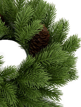 Венок новогодний 30см с шишками светло-зеленый 000000000001228773