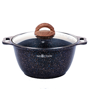 Кастрюля 3л KUKMARA Granit Ultra Induction blue антипригарное покрытие стеклянная крышка литой алюминий 000000000001208440
