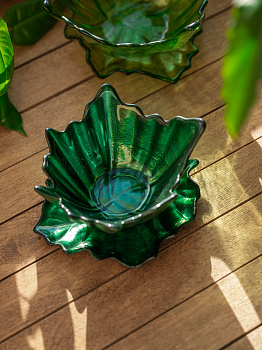 Ваза-конфетница 14см EFE GLASS Цветок металлик зеленый стекло 000000000001213536