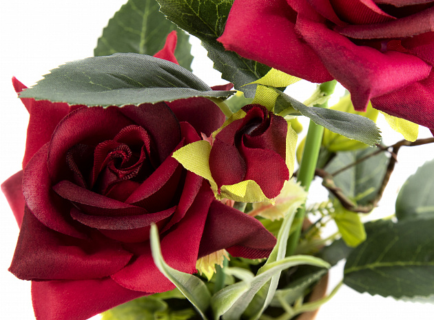 Цветок искуственный Роза в горшке 29см пластик 000000000001217051