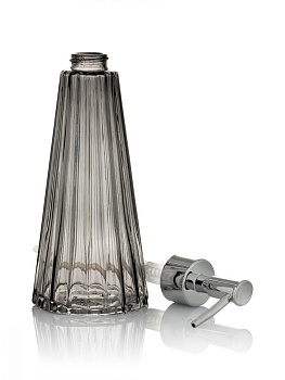 Диспенсер для жидкого мыла 8x8x22,5см 300мл DE'NASTIA Граненое стекло серый/серебряный стекло/пластик 000000000001218915