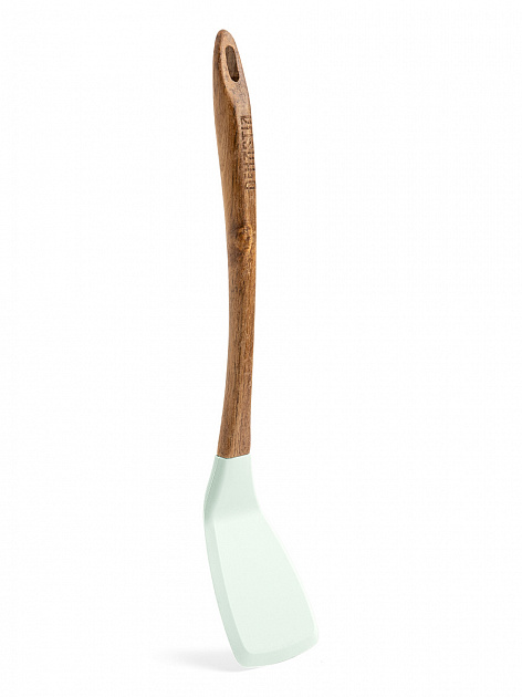 Лопатка кулинарная 34x7,5x1,6см DE'NASTIA деревянная ручка из акации мятный силикон 000000000001213963