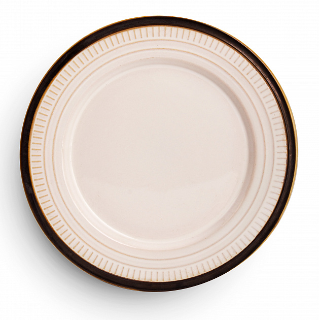 Тарелка десертная 21,5см NINGBO Орнамент белый/черная полоса керамика 000000000001217640