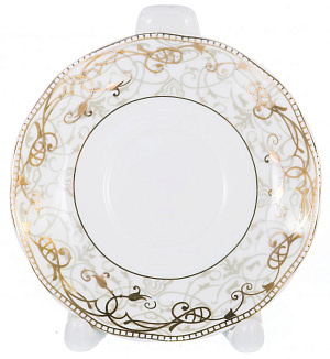 Чайная пара чашка 220мл+ блюдце, белая с золотом, подарочная упаковка,107-04038 000000000001177813