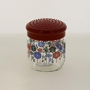 Банка для сыпучих продуктов 425мл FACKELMANN Style цветы серая крышка стекло 000000000001194382