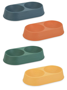 Миска для животных 23х10см двойная в ассортименте полипропилен 000000000001229117
