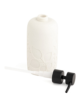 Диспенсер для жидкого мыла DE'NASTIA Тиснение цветы белый полирезина 000000000001213493