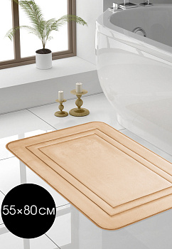 Коврик для ванной 55x80см DE'NASTIA Soft Collection мемори бежевый полиэстер 000000000001215834