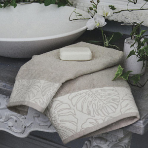 Полотенце 50х90см DE'NASTIA ТРОПИКИ (новые) молочный/бежевый хлопок 000000000001208573