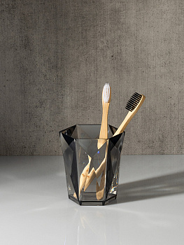 Стакан для зубных щеток 9,5x10,2см DE'NASTIA CRYSTAL серый акрил 000000000001228363