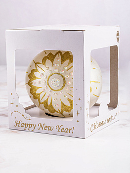 Декоративное украшение Шар №5 D9,5см БИРЮСИНКА Пчела белый стекло 000000000001207653