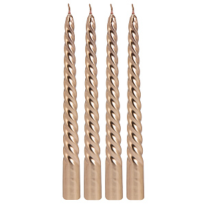 Набор свечей 4шт 20см витые розовое золото парафин 000000000001214492