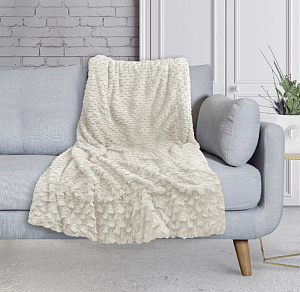 Плед DE'NASTIA Капелька 200х220см 100%Полиэстер молочный T040062 000000000001185157