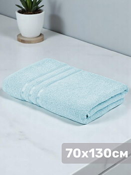 Полотенце махровое 70х130см СОФТИ бордюр 3 полоски бирюзовый хлопок 100% 000000000001215918