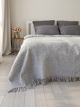 Покрывало 150x200см DE'NASTIA серый вафельное меланж хлопок 000000000001229652