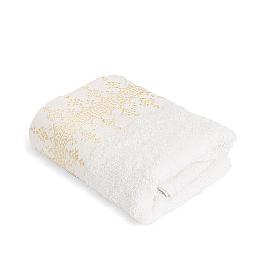 Полотенце 40x70см DE'NASTIA НЕЖНОСТЬ белый/золотой хлопок 100% 000000000001219488