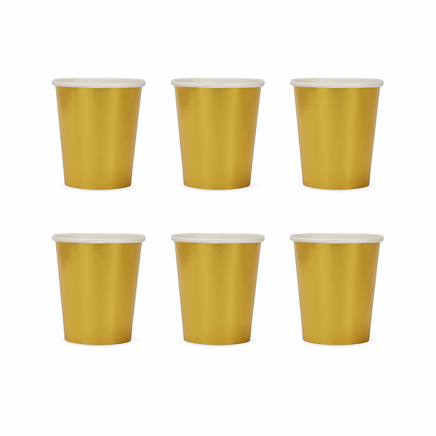 Набор стаканов одноразовых 6шт золото 000000000001222128