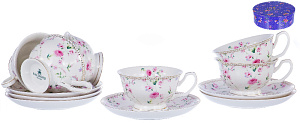Н-р чайный,12шт,6 чашек220мл+6блюдец,розов. цветоч ситец,пд/уп,108-04004 000000000001177819