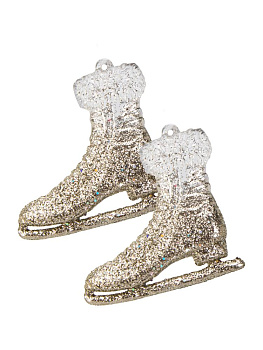 Декоративное украшение Коньки на елку 6см золото пластик 000000000001228114