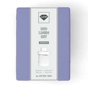 Комплект постельного белья 1,5сп LUCKY (пододеяльник, наволочка 50х70см-1шт) светло-синий поплин хлопок 100% 000000000001216635